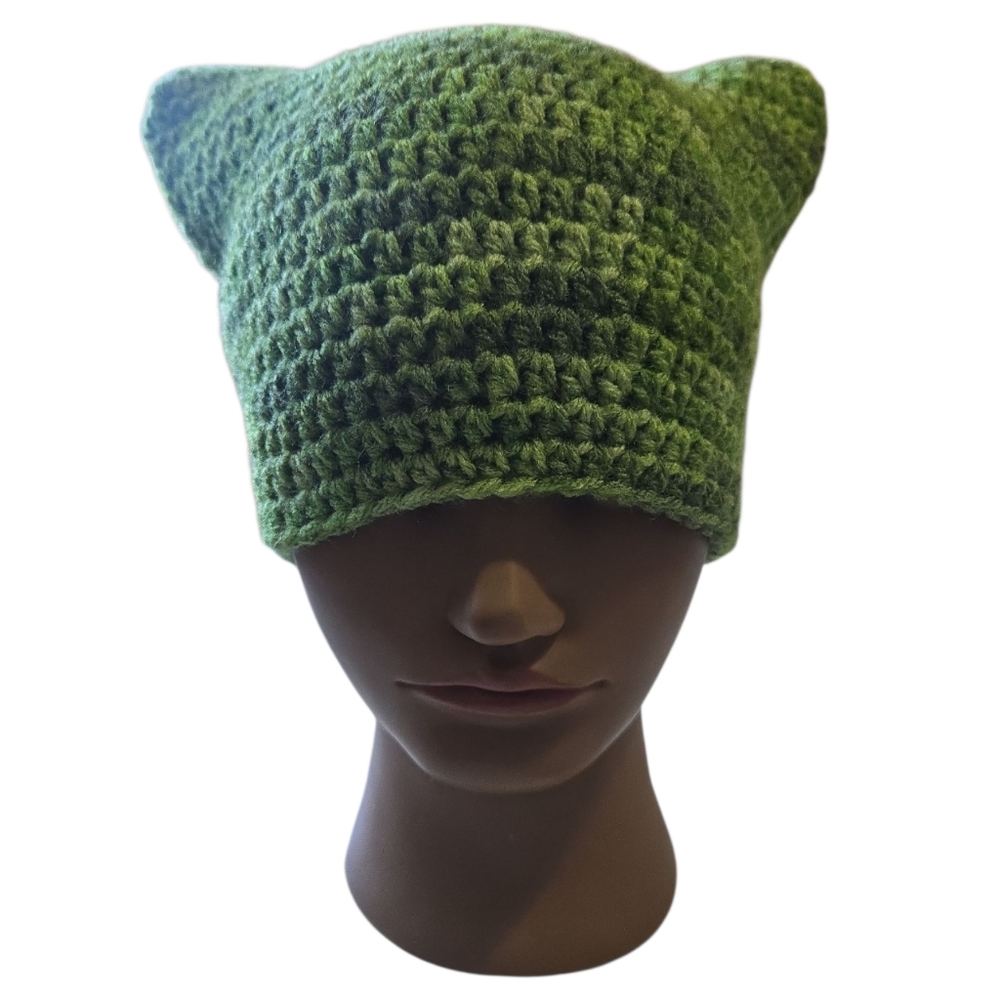 Two Handmade Crochet "Army" Cat Beanie Bundle, Adult/Child Size, Unisex, OFFERS - Picture 3 of 4
